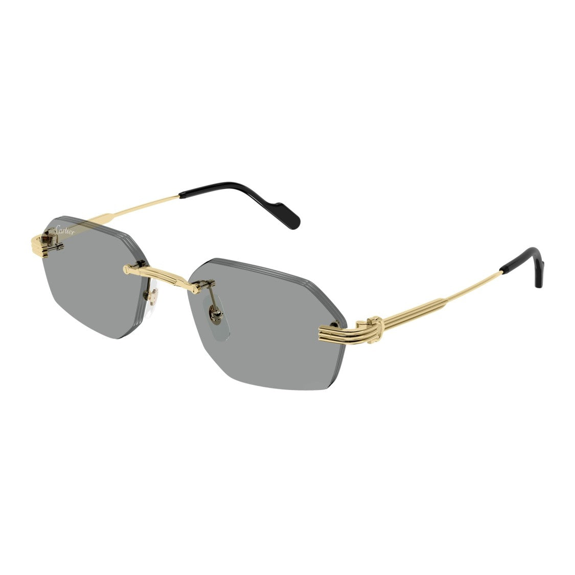 Cartier Rimless Hexagonal Sunglasses With Gold-Tone Accents