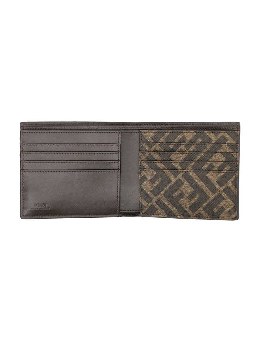 Fendi Ff Squared Bi-Fold Wallet With Metal Motif