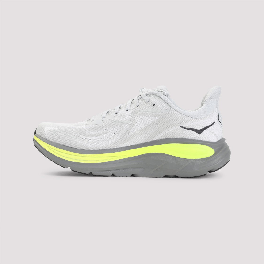 Hoka Grey Jacquard Knit Sneakers With Reflective Details And Comfort Technology