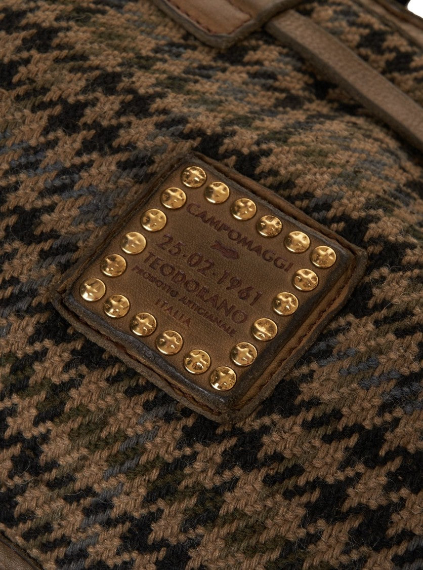 Campomaggi Structured Shopper With Timeless Houndstooth Pattern