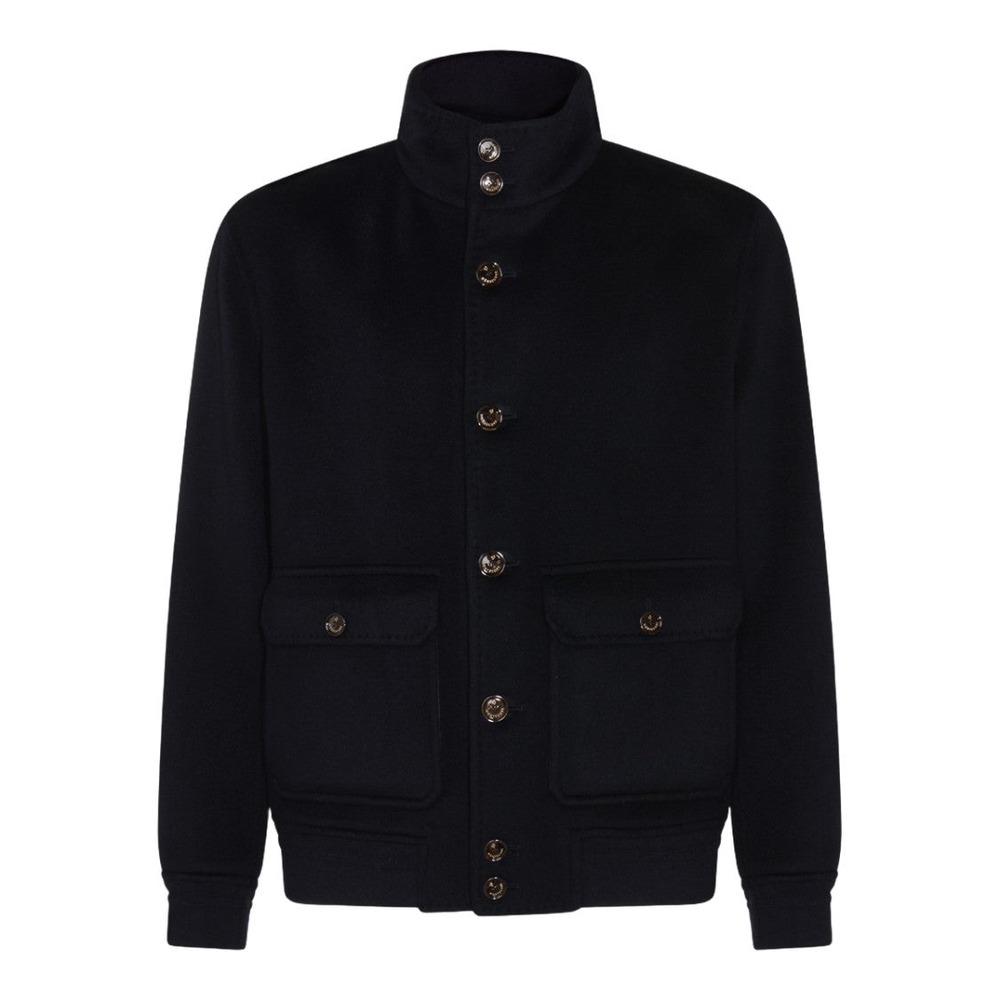 Montecore Structured Black Jacket With High Stand Collar