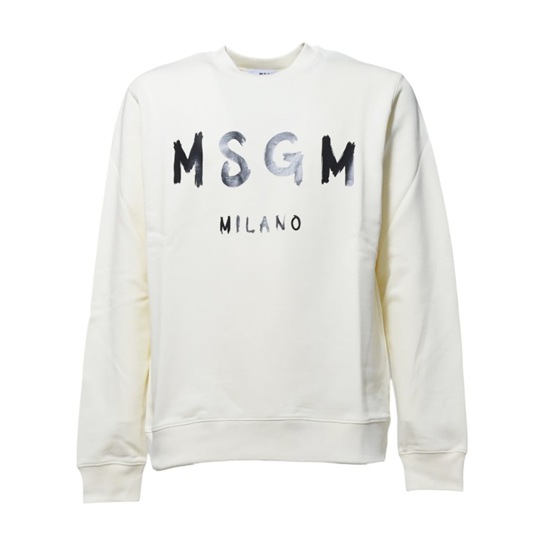 Msgm Cream Cotton Crewneck Sweatshirt