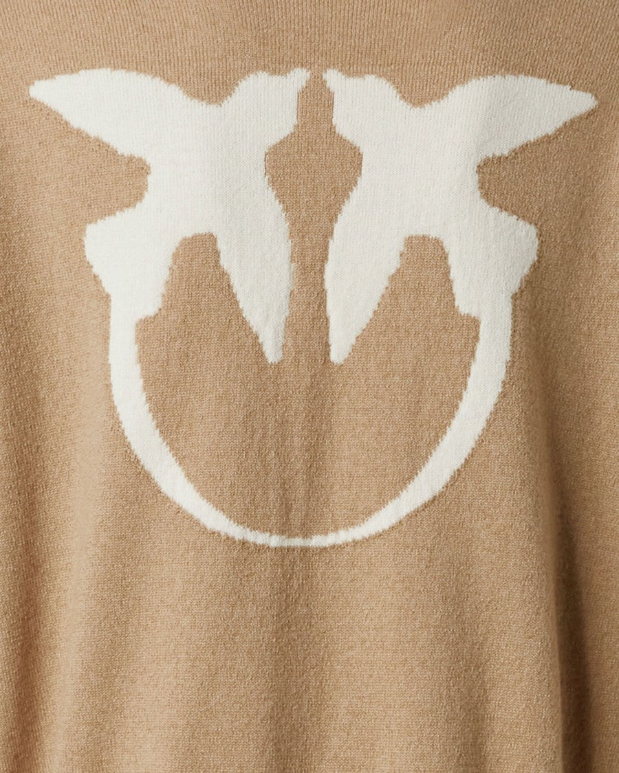Pinko Camel Sweater With Maxi Love Birds Logo
