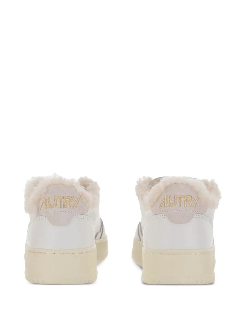 Autry Medalist Shearling-Trimmed Leather Sneakers