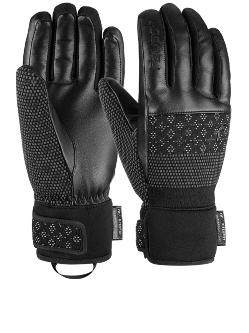 Reusch Sporty Black Gloves With Textured Knit And Adjustable Straps