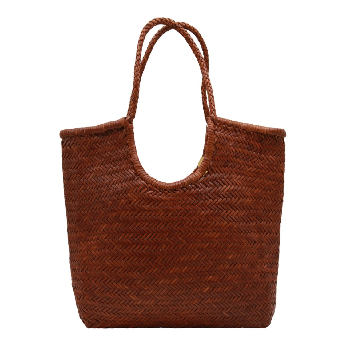 Dragon Diffusion Woven Brown Handbag With Braided Handle Design
