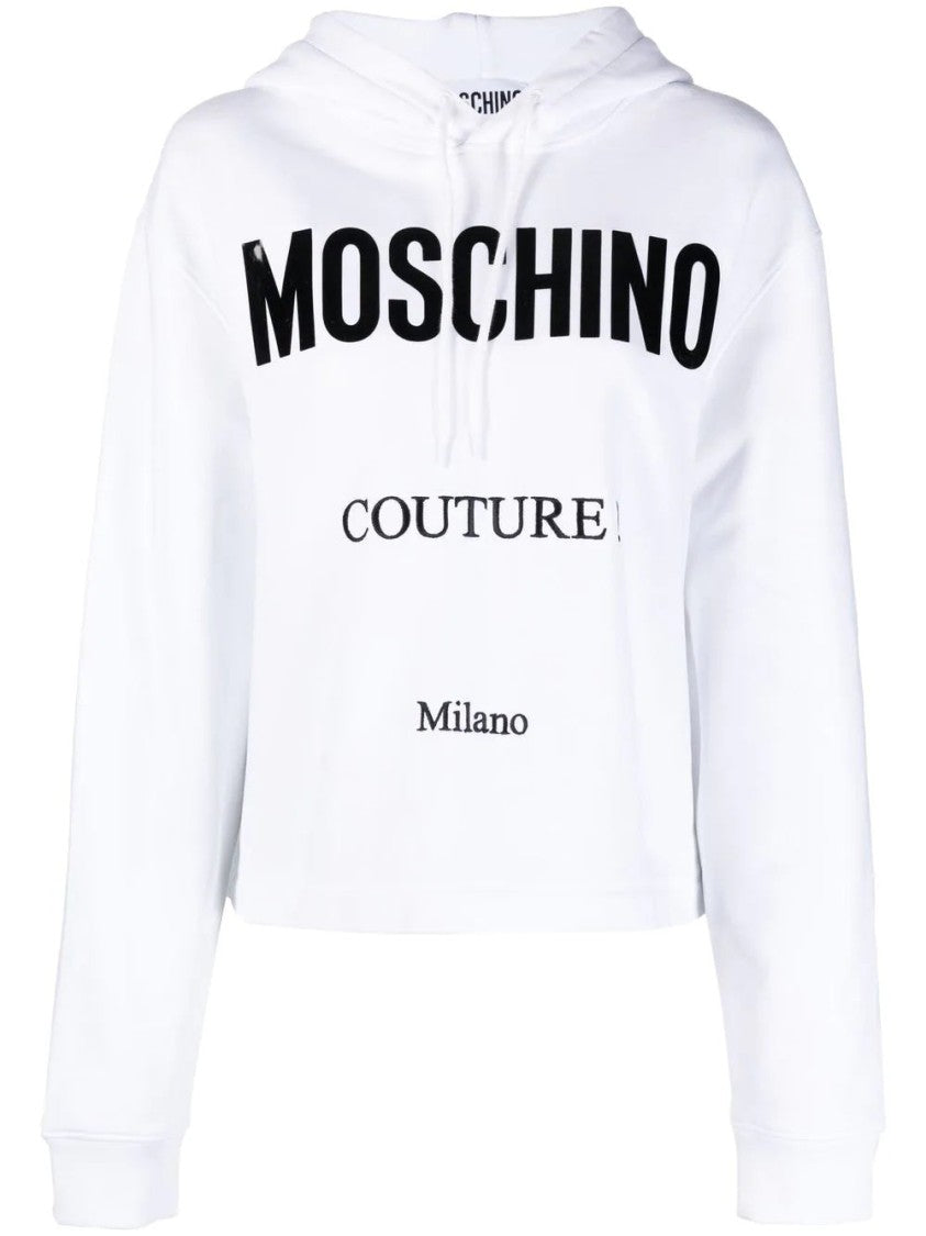 Moschino Cropped Hooded Sweatshirt With Bold Typography