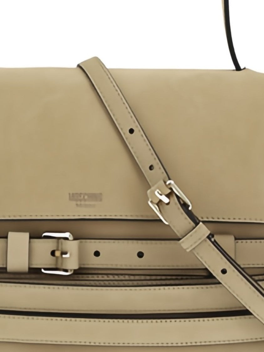 Moschino Structured Rectangular Decorative Belt Silk Bag