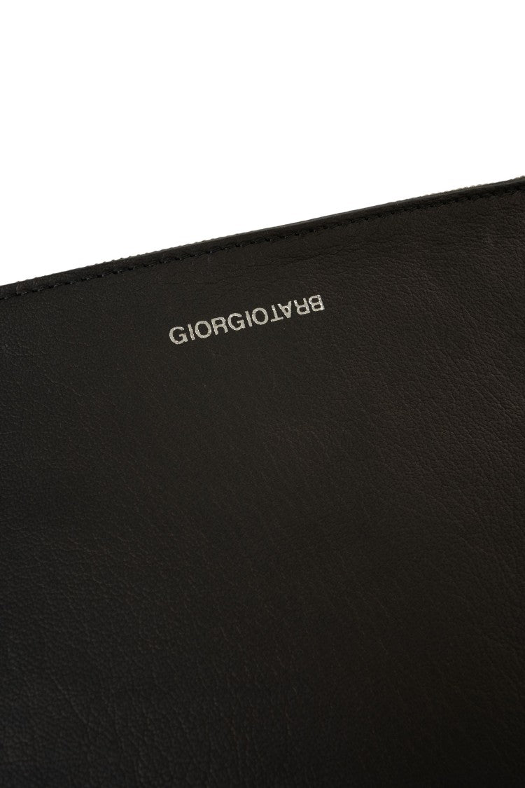 Giorgio Brato Refined Leather Pochette With Zippered Compartments