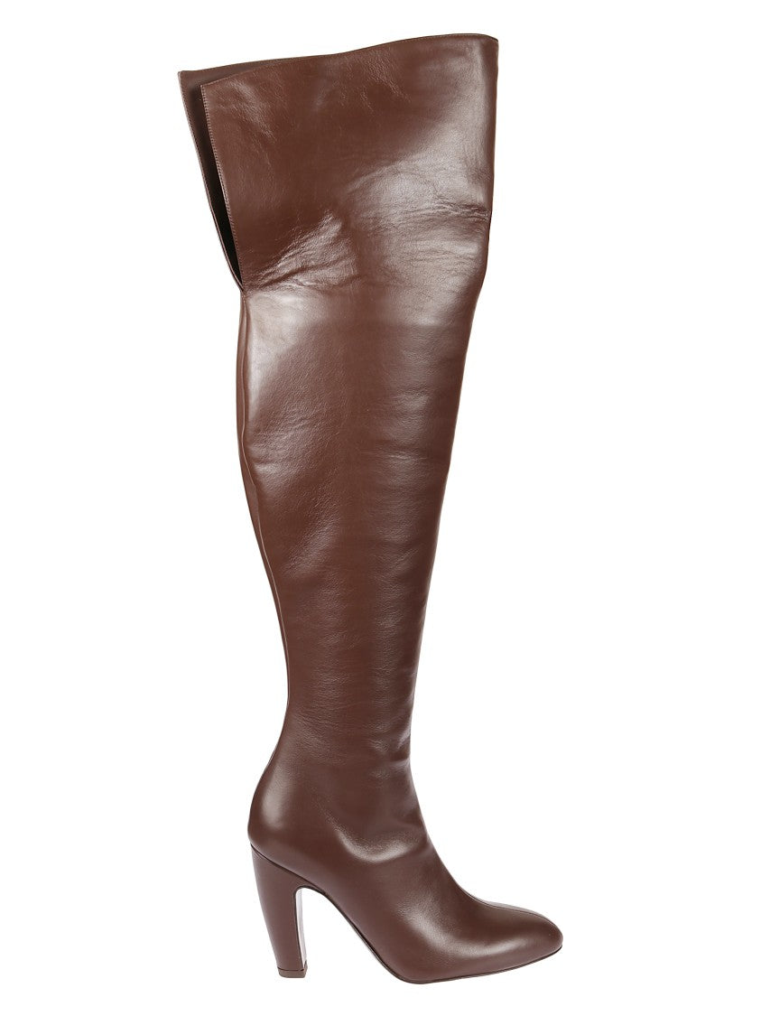 Gia Borghini Tall Knee-High Smooth Leather Boot With Block Heel