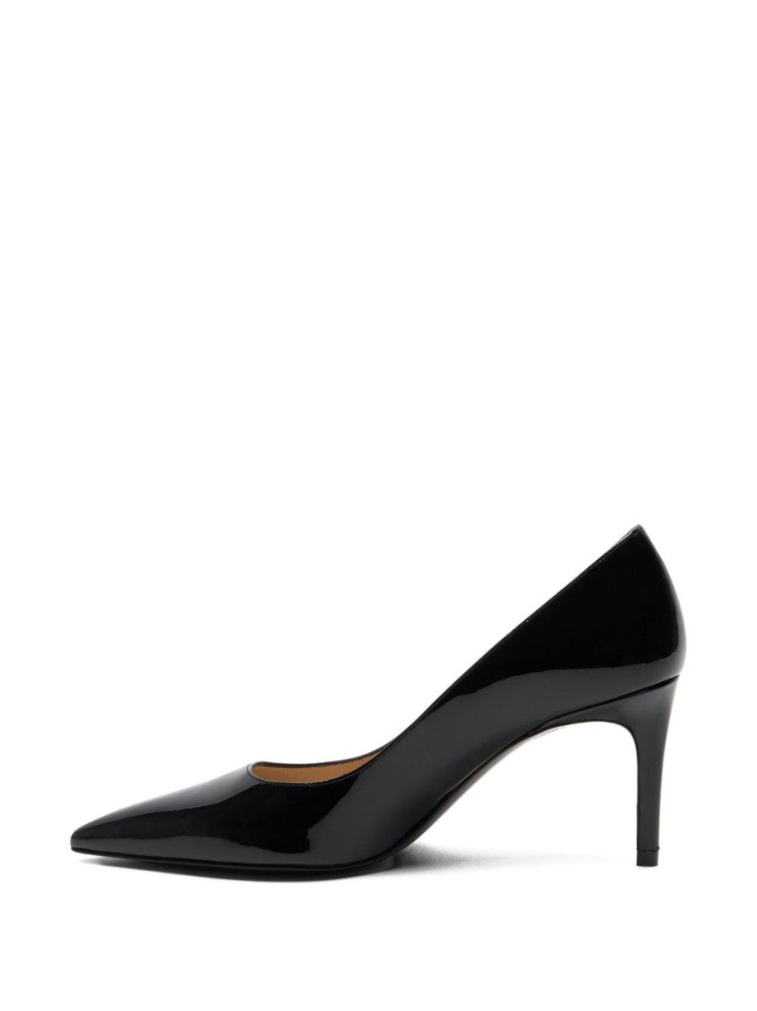 Stuart Weitzman Coated Leather Finish Pointed Toe Flat Shoes