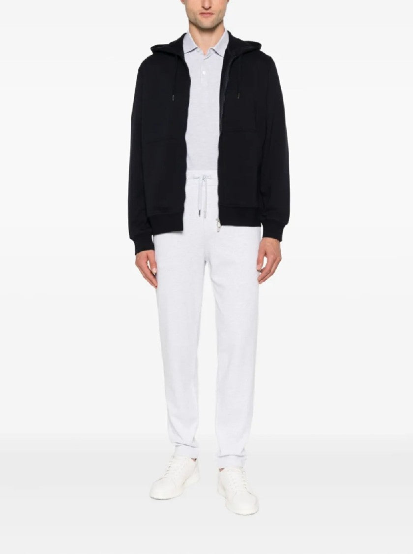 Brunello Cucinelli Zippered Hoodie With Drawstring Hood And Ribbed Details