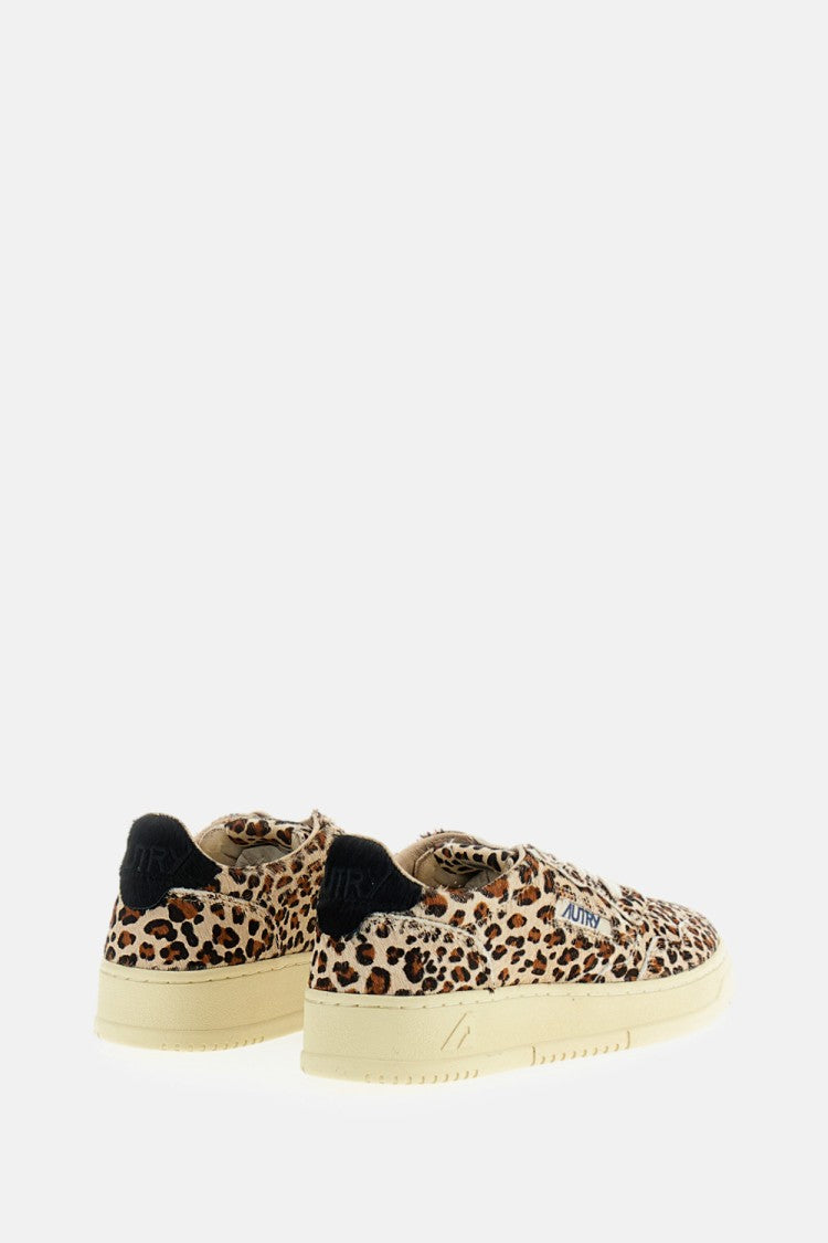 Autry Leopard Medalist Low Pony Hair Leather Sneakers