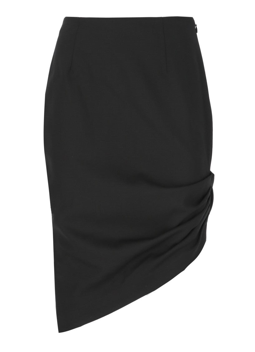 Carolina Herrera Wool Skirt With Distinctive Draped Hem