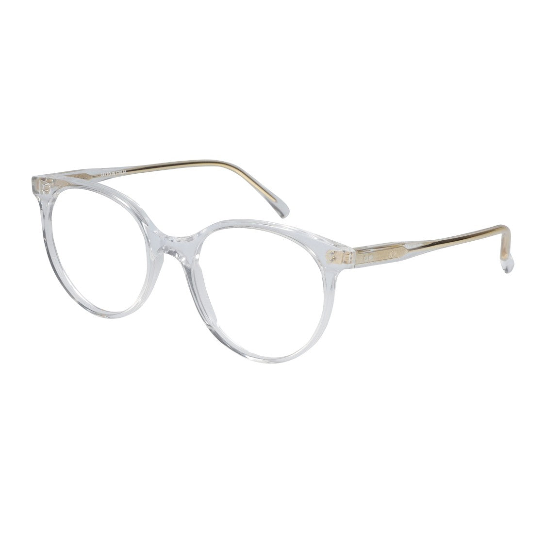 Kador Cynda/N-52 Transparent Round Frame Eyeglasses With Metallic Gold Temples