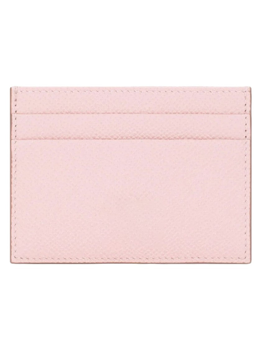 Dolce & Gabbana Textured Leather Gold Plaque Card Holder