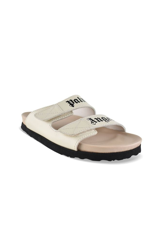 Palm Angels Two-Strap Beige Leather Sandals