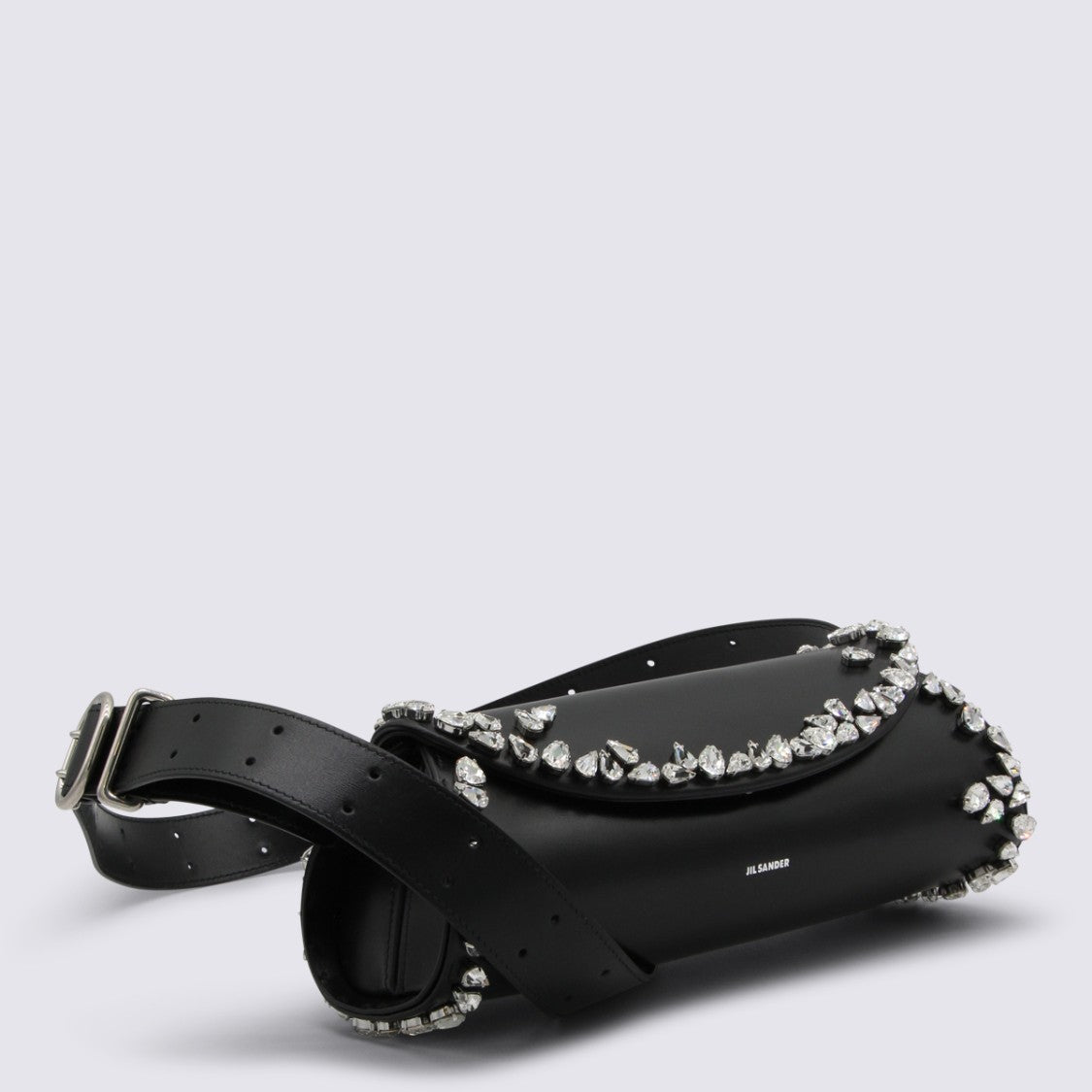 Jil Sander Cylindrical Black Leather Belt Bag