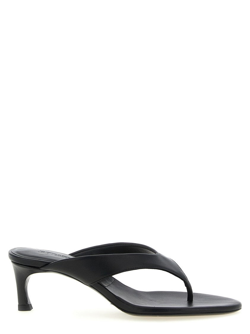 Rotate Birger Christensen Black Leather Mules With Kitten Heel