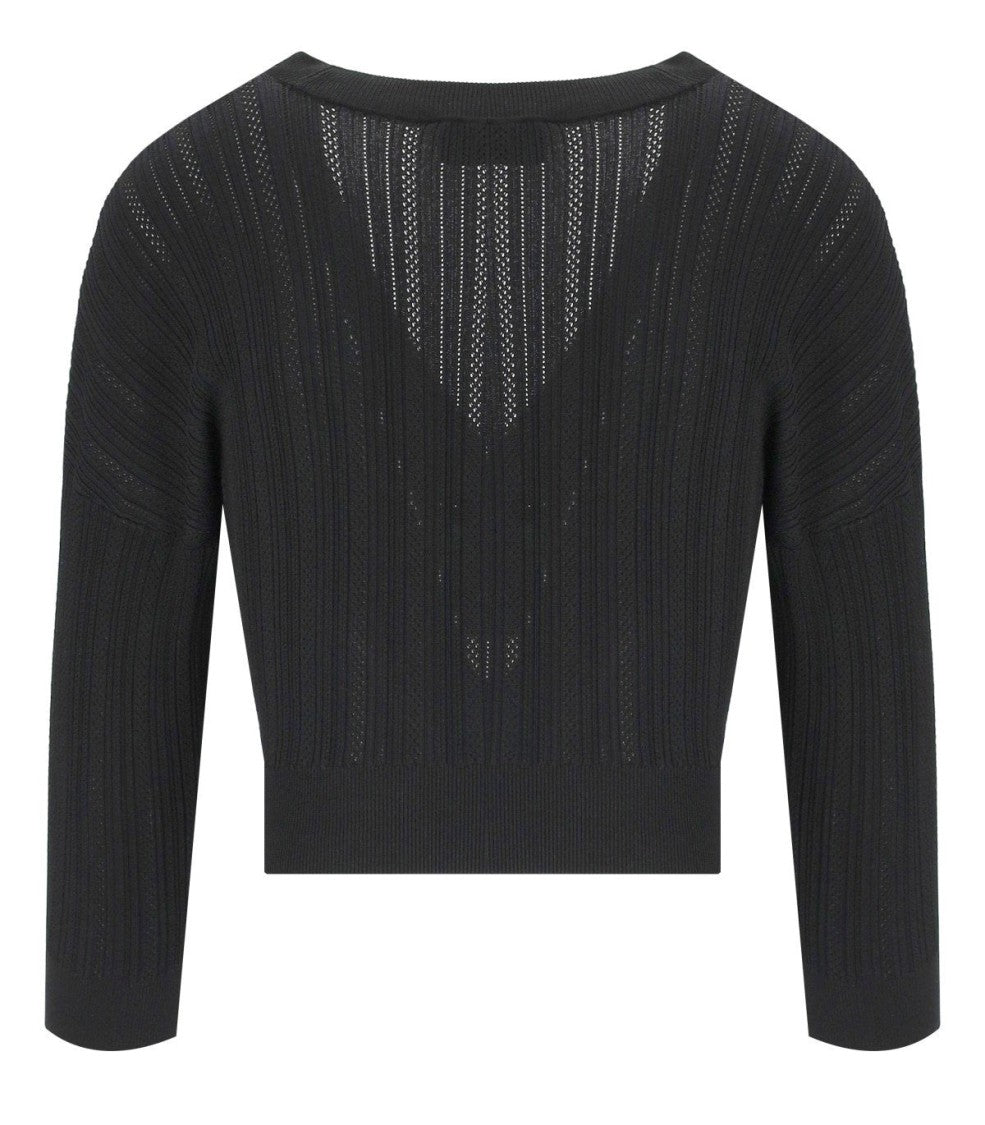 Elisabetta Franchi Black Knitted Top With V-Neck