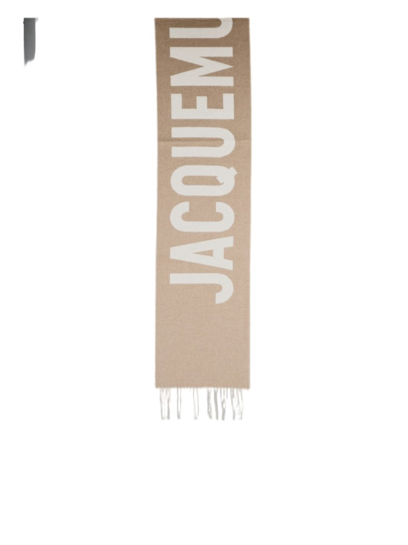 Jacquemus Beige Virgin Wool Lettering Scarf
