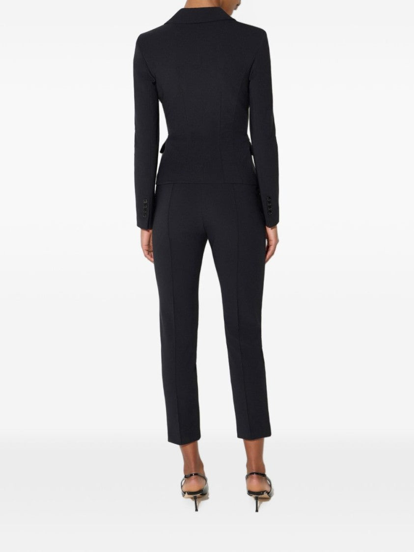 Elisabetta Franchi Black Structured Flared-Hem Tailored Jacket