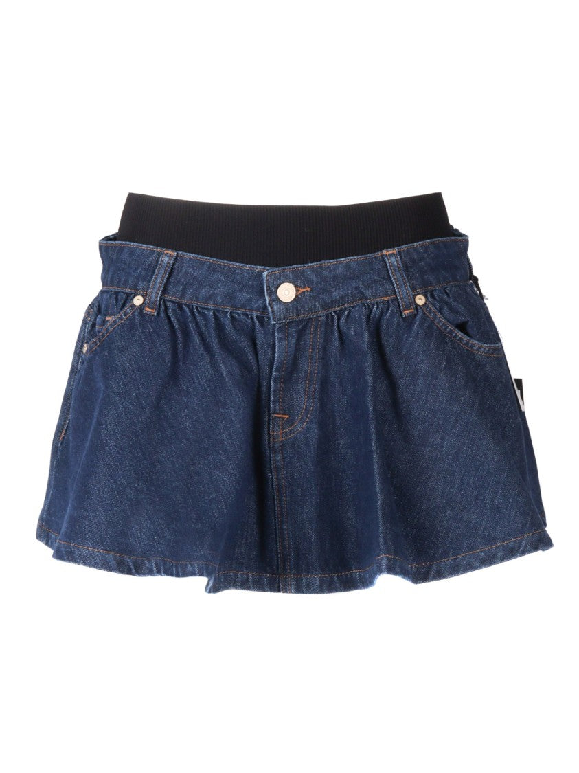 7 For All Mankind Indigo Soul Banded Mini Skirt