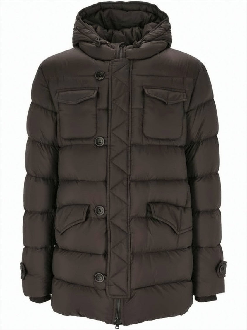 Herno Quilted Brown Padded Jacket With Hood