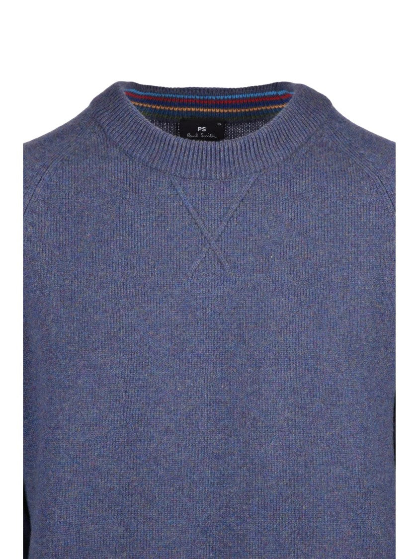 Paul Smith Blue Merino Wool Crewneck Sweater