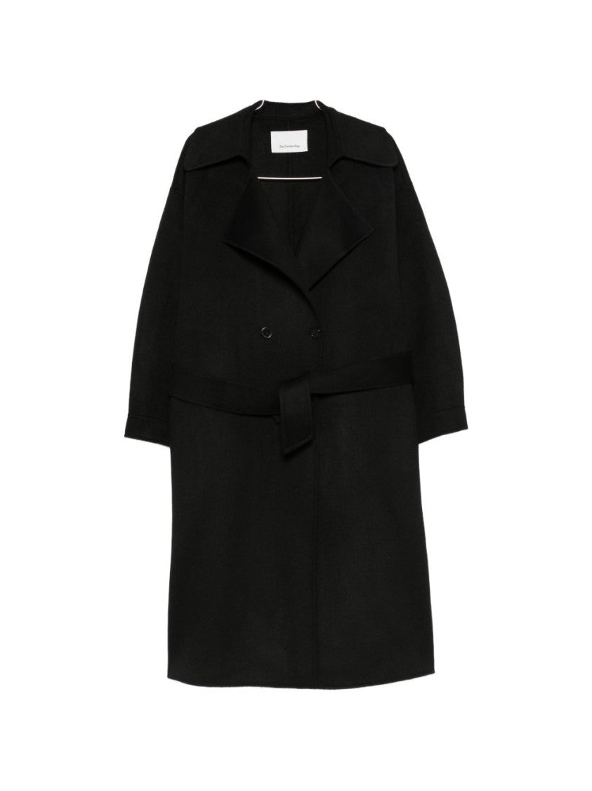 The Frankie Shop Double-Breasted Belted Wool-Blend Coat