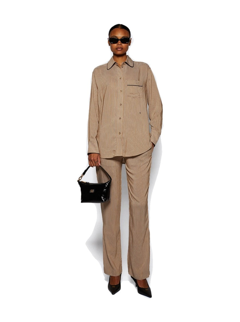 Victoria Beckham Piping Detail Pyjama Shirt Tobacco And Midnight