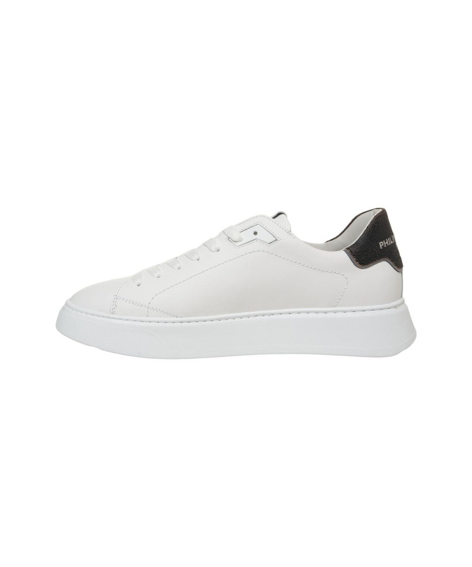 Philippe Model White Leather Sneakers With Contrasting Heel Detail