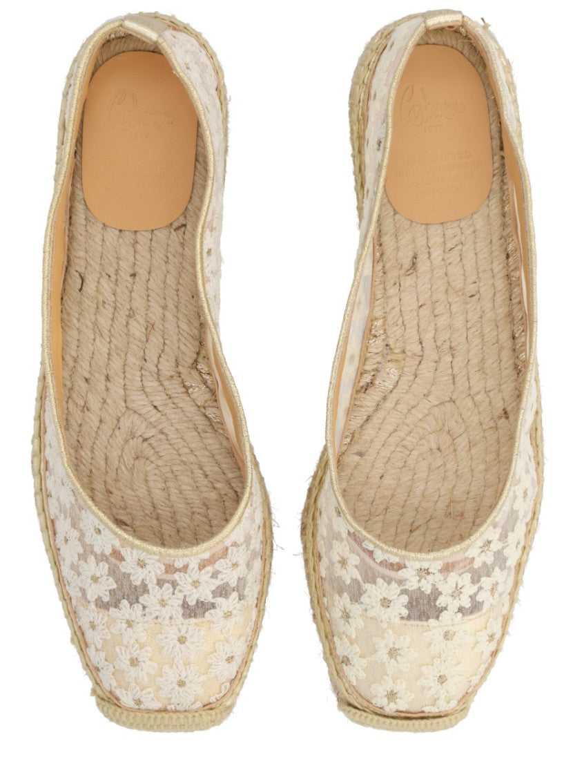Castaner Paoli Floral Lace Jute Flats