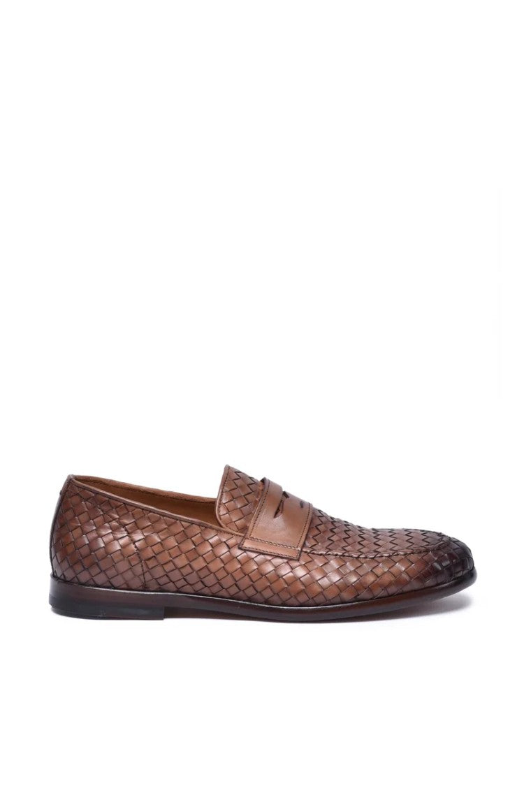 Doucal's Woven Leather Loafers - Brown