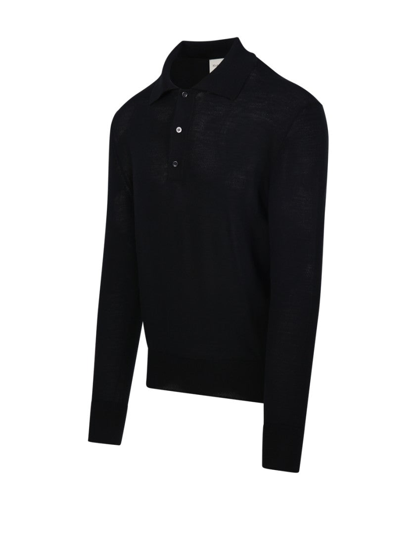 Marco Coppola Black Polo Sweater With Buttoned Placket