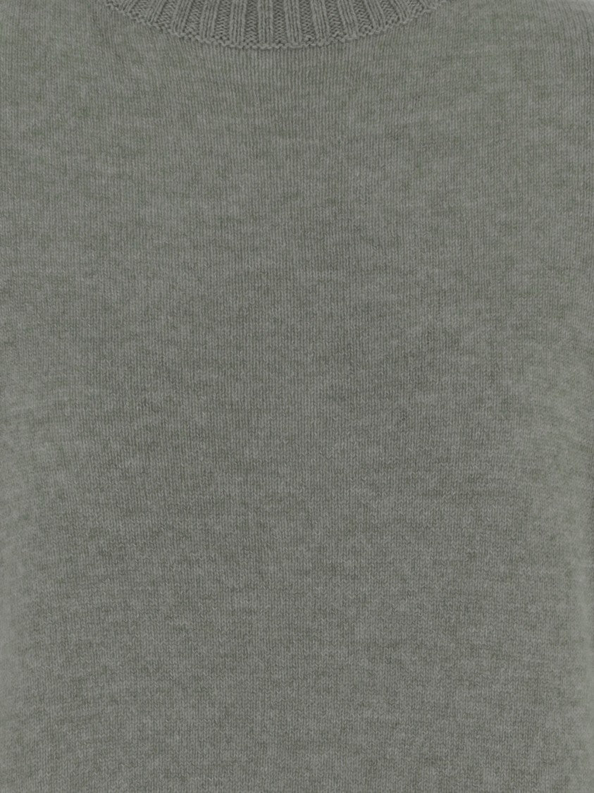 Allude Green Ribbed Turtleneck Cashmere Sweater