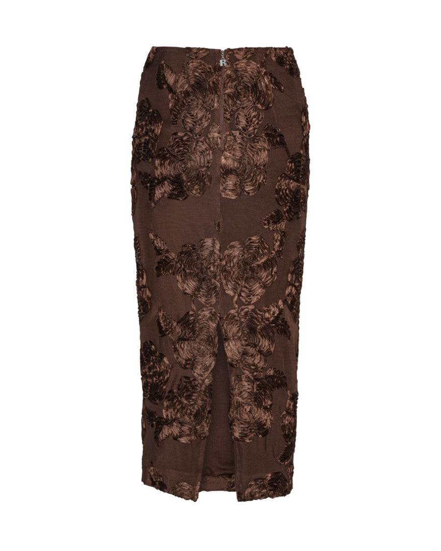Rotate Brown Floral Pencil Skirt