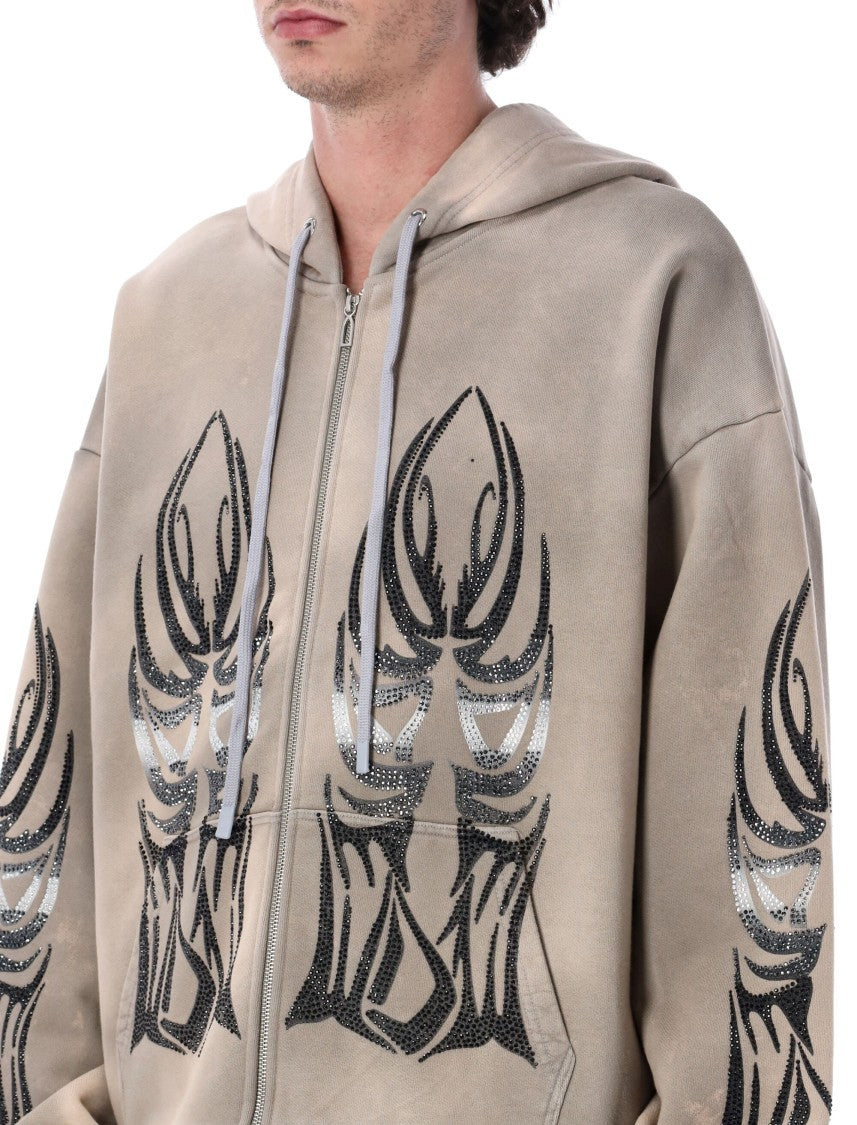 Who Decides War Winged Abstract Graphic Zip Up Hoodie