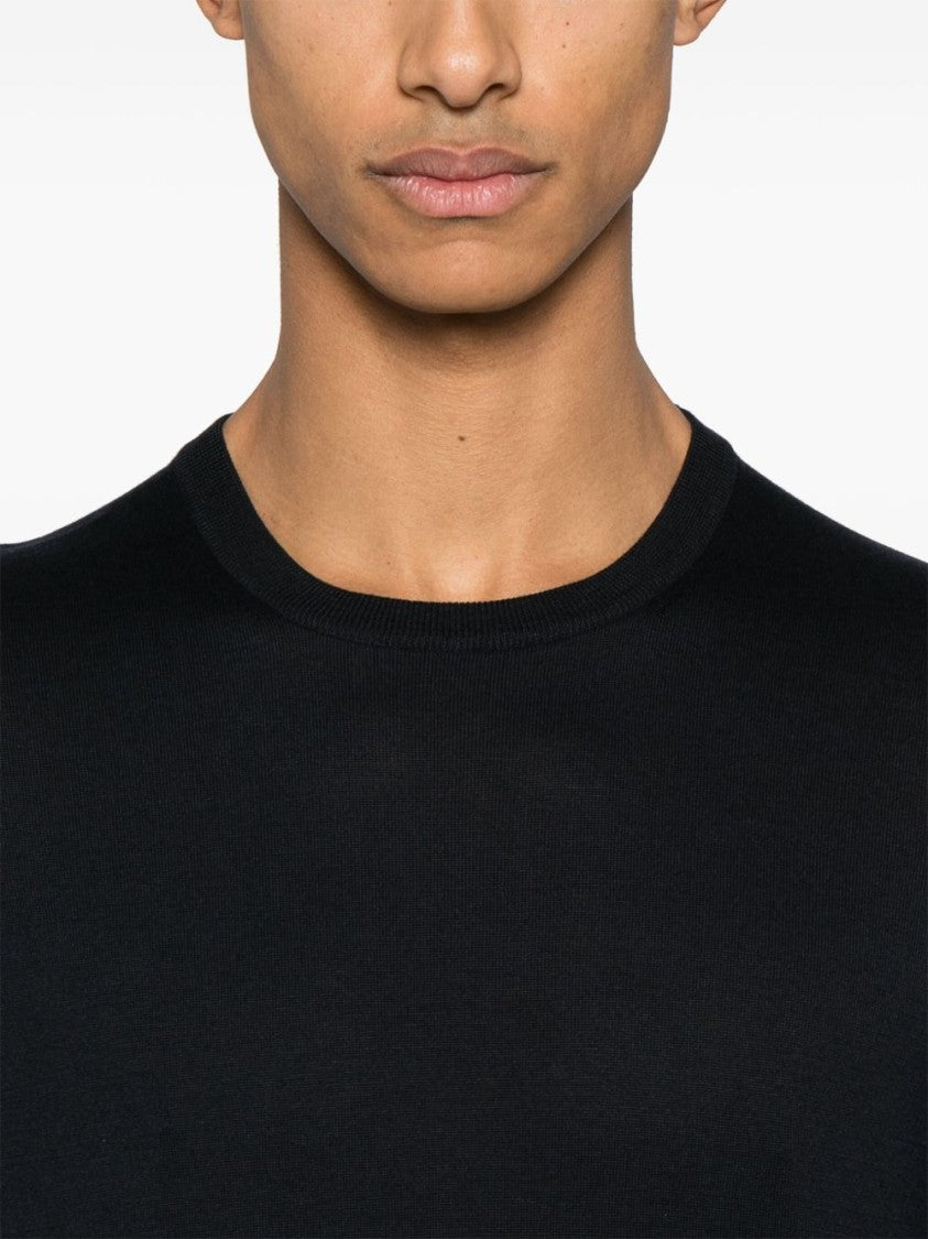 Tagliatore Tailored Blue Sweater With Round Neckline