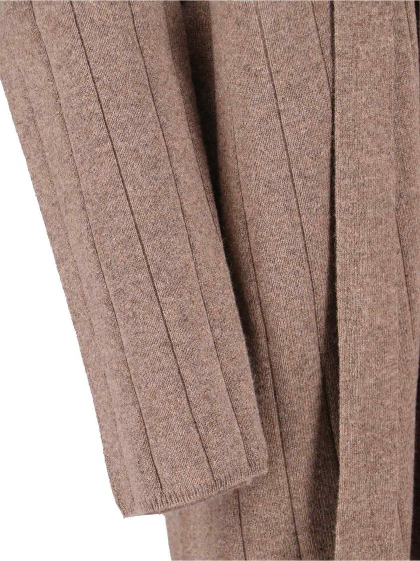 Max Mara Ribbed Knit Cardigan With Deep V-Neckline
