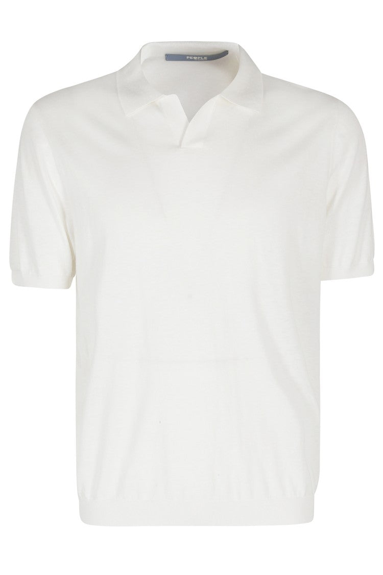 People Of Shibuya Classic White Polo Knitwear With V-Neck