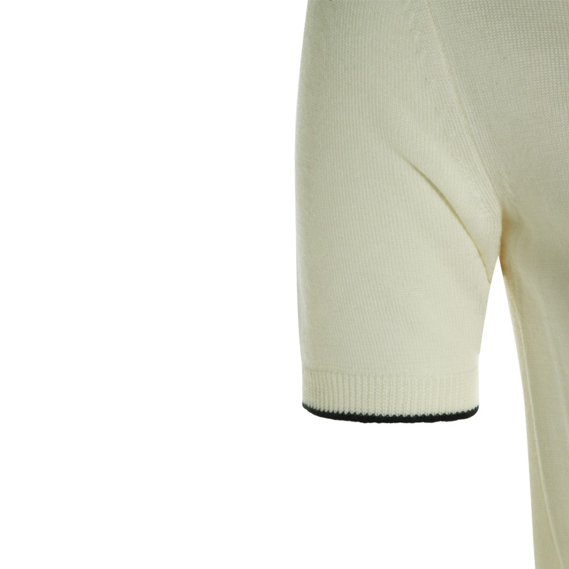 Valentino Ivory Wool Knit Sweater With Contrasting Black Trims