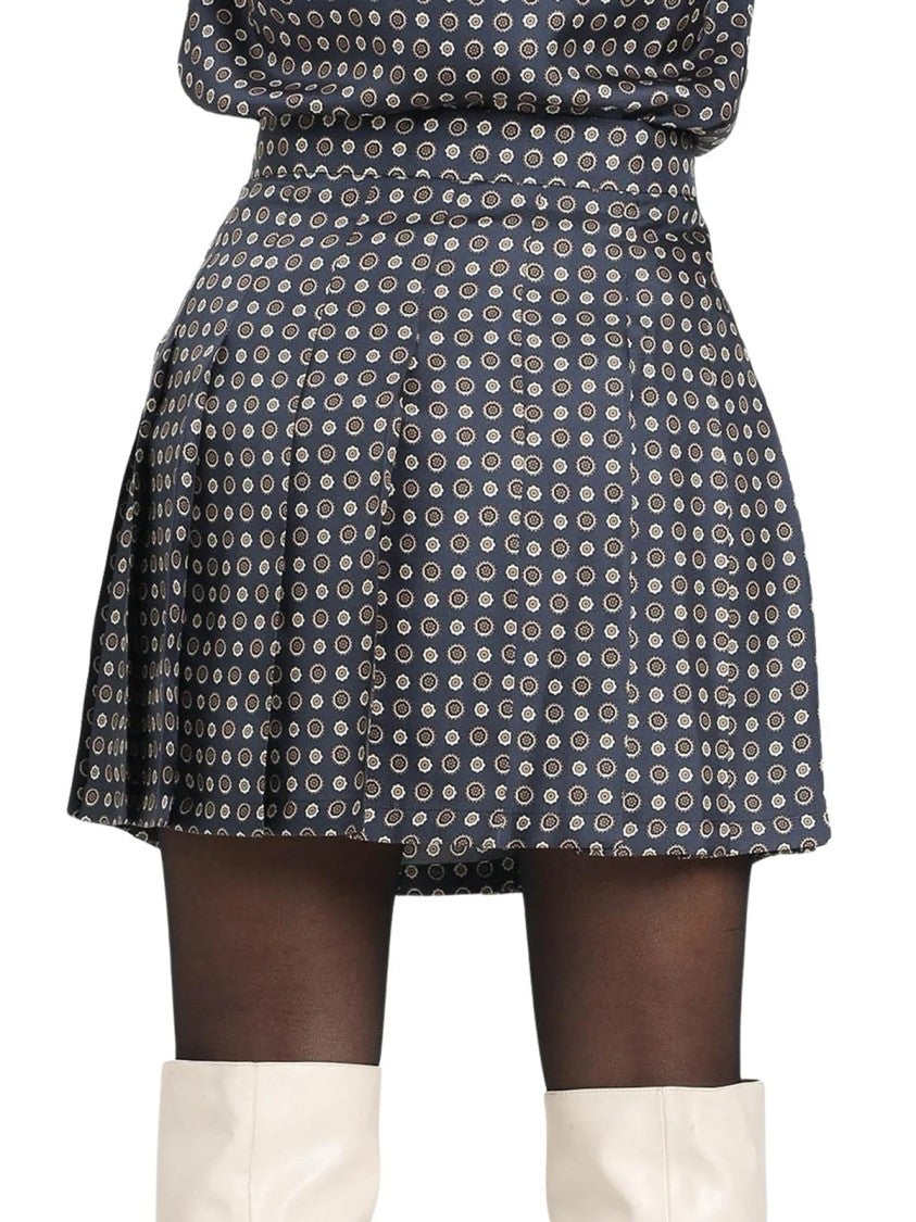Max Mara Pleated Silk Mini Skirt With Circular Pattern