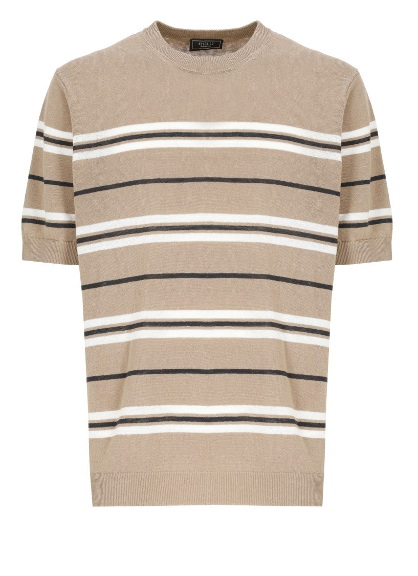 Peserico Beige Cotton And Linen T-Shirt