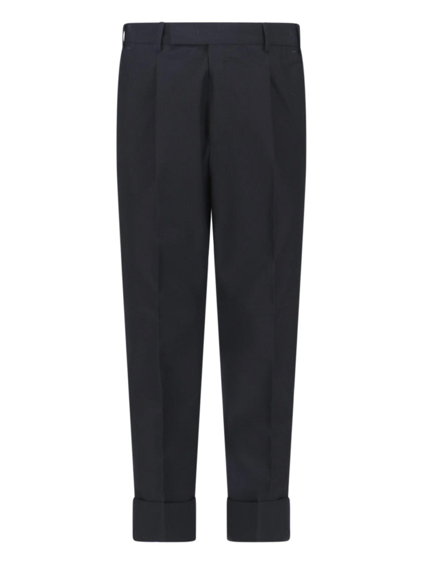 Pt Torino Black Tailored Pleated Virgin Wool Trousers