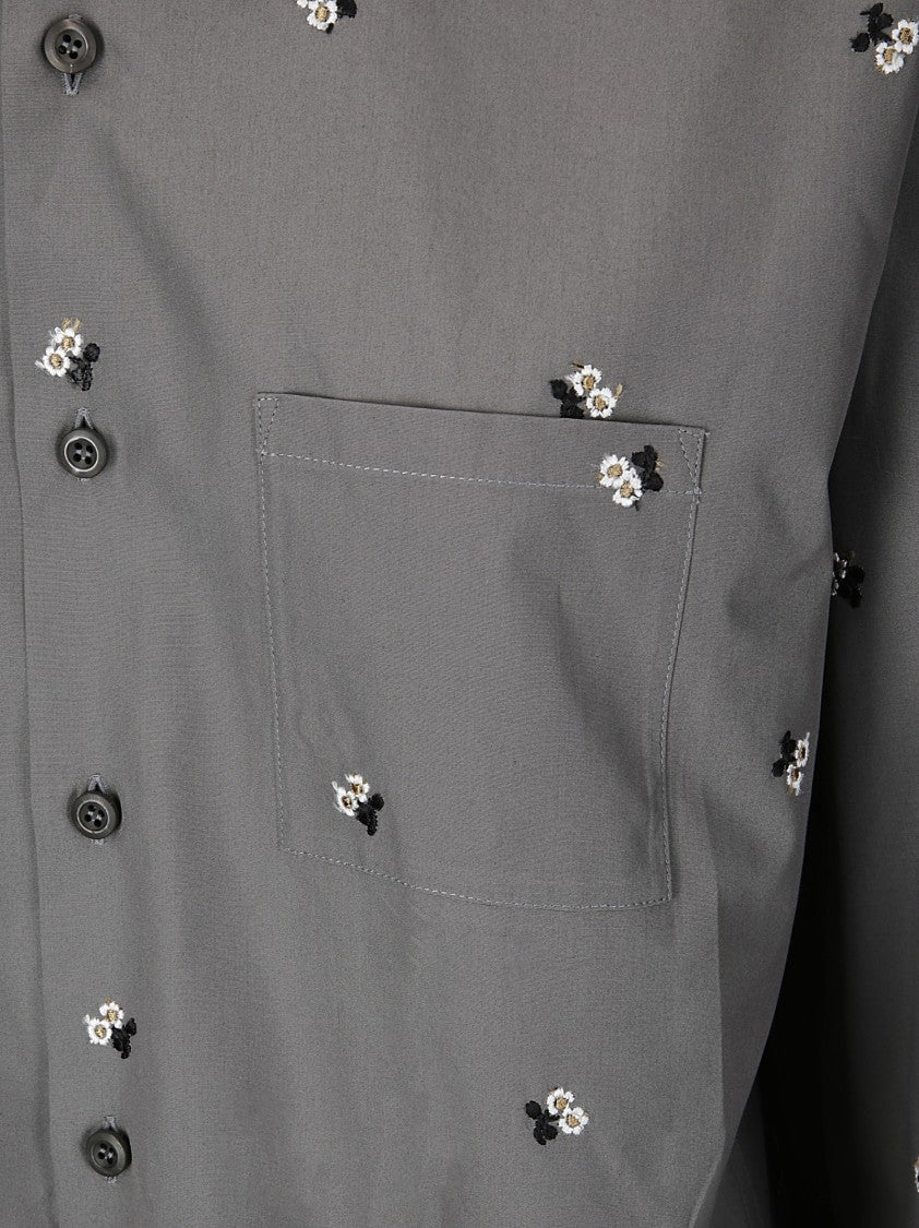 Rier Embroidered Long Sleeve Cotton Shirt