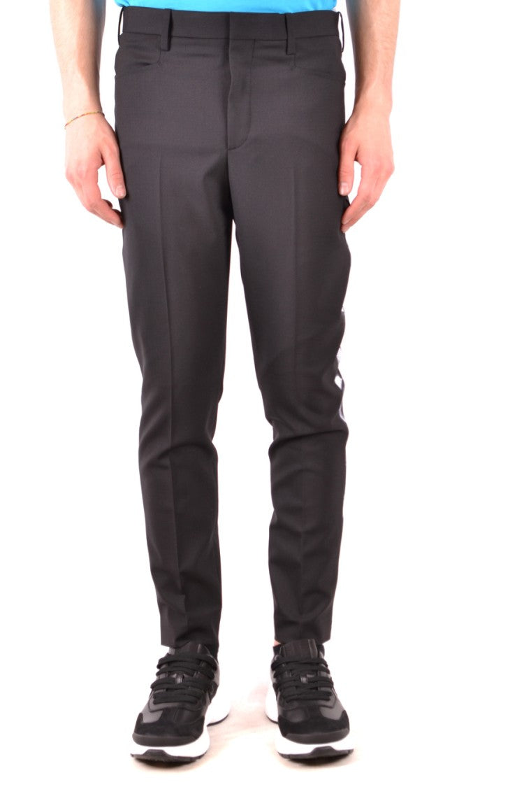 Neil Barrett Multicolor Trousers With Monochrome Floral Side Stripe