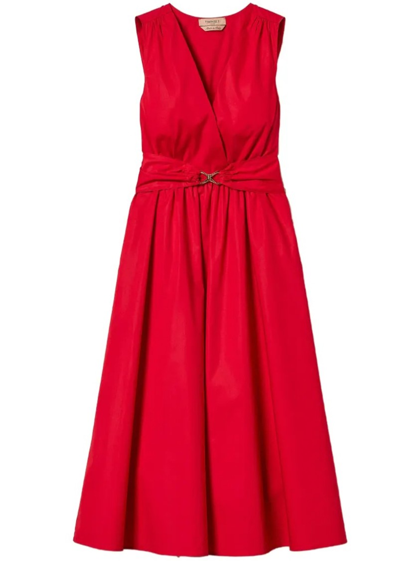Twin-Set Sleeveless Midi Deep V-Neck Dress