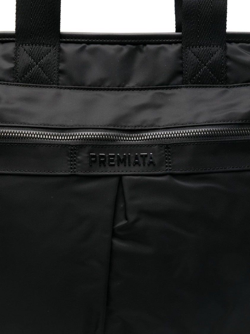 Premiata Rectangular Black Tote Bag With Minimalist Design