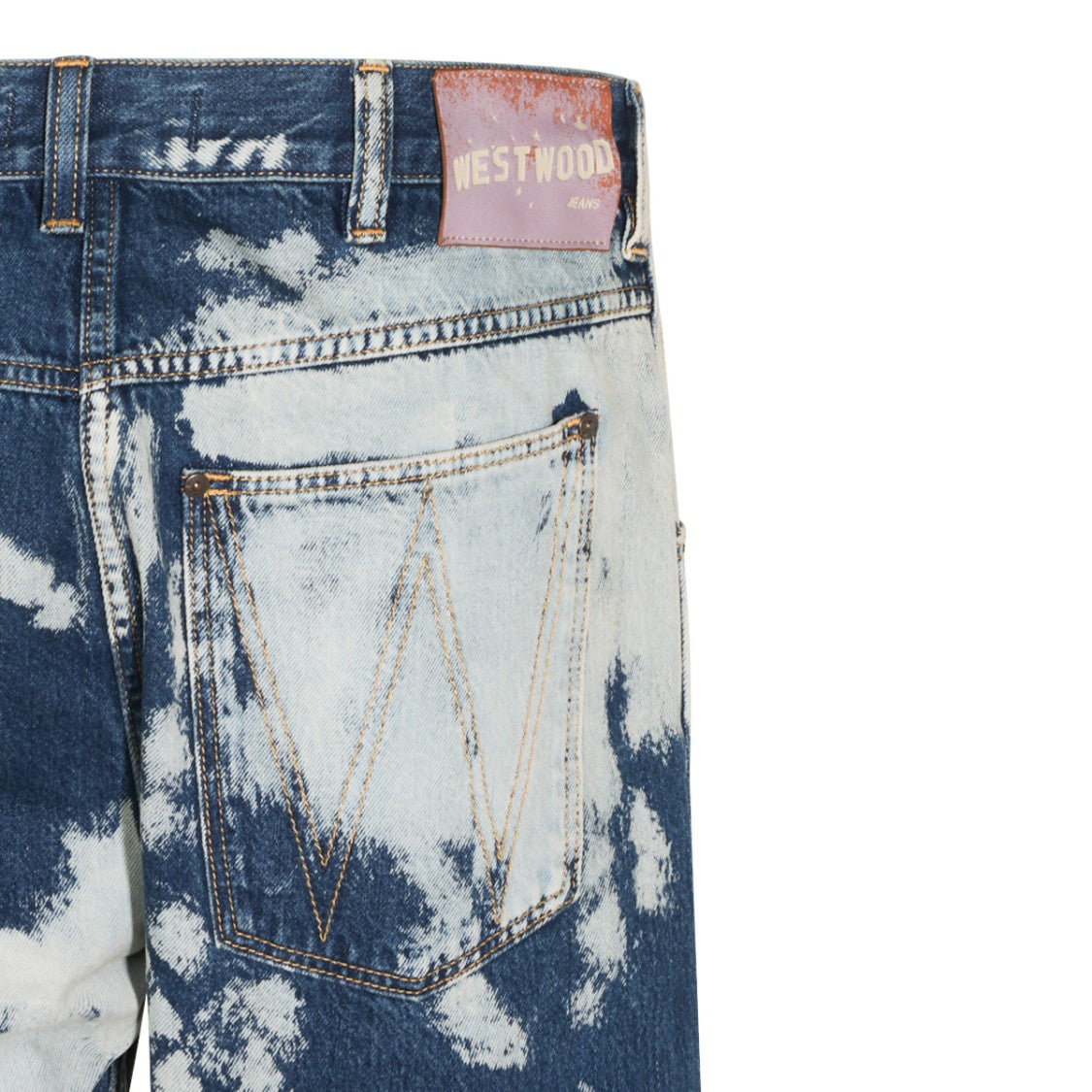 Vivienne Westwood Blue Denim Ranch Jeans With Artistic Paint Details